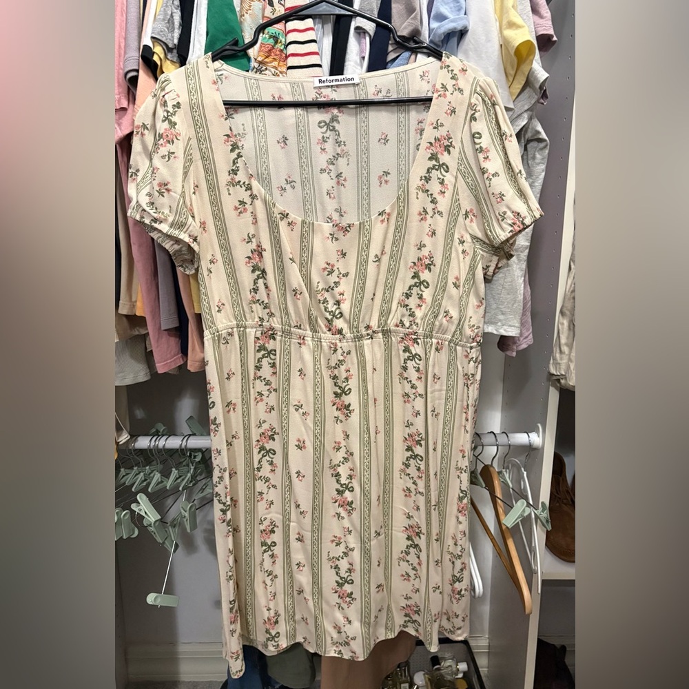 Reformation puff sleeve floral mini dress, size XL